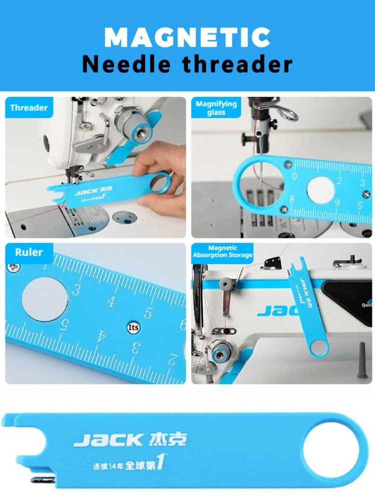 Compact Sewing Threader Magnifier Ruler Combo - Magnetic One-Touch Threading Tool with No Eye Strain Required for Sewing Helper
