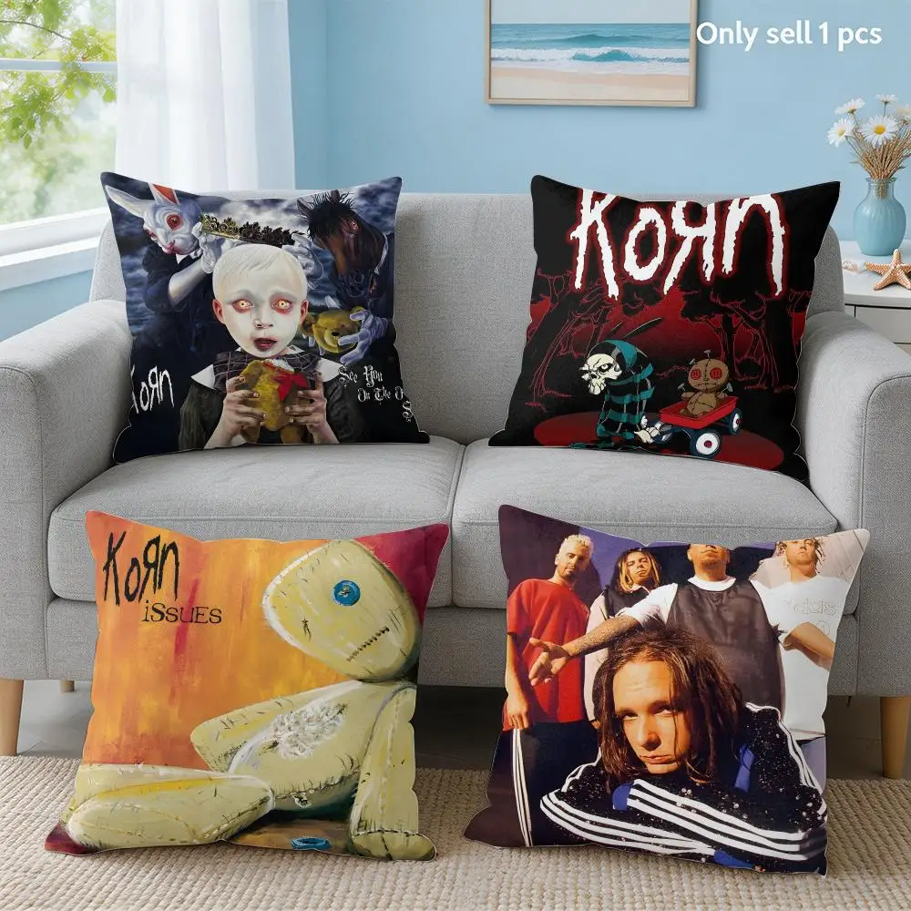 Rock Band K-Korn-Follow The Leader Cushion Cover Soft Short Plush Throw Pillow Cover Hidden Zipper Cutecore Sofa Home Decor