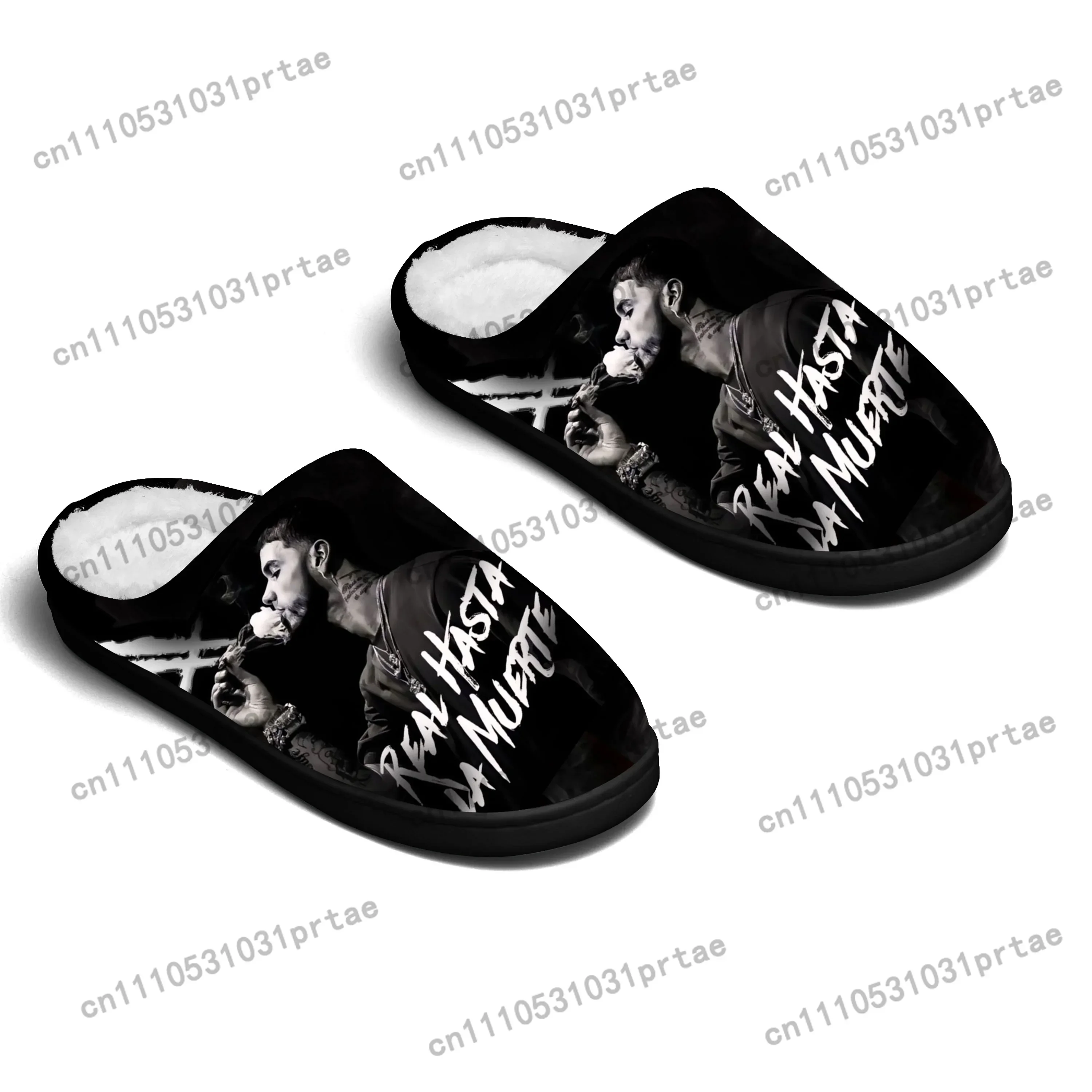 Anuel AA Real Hasta la Muerte Home Cotton Slippers Mens Womens Bedroom Keep Warm Cotton Slippers SPA Slipper Custom Slipper view 2