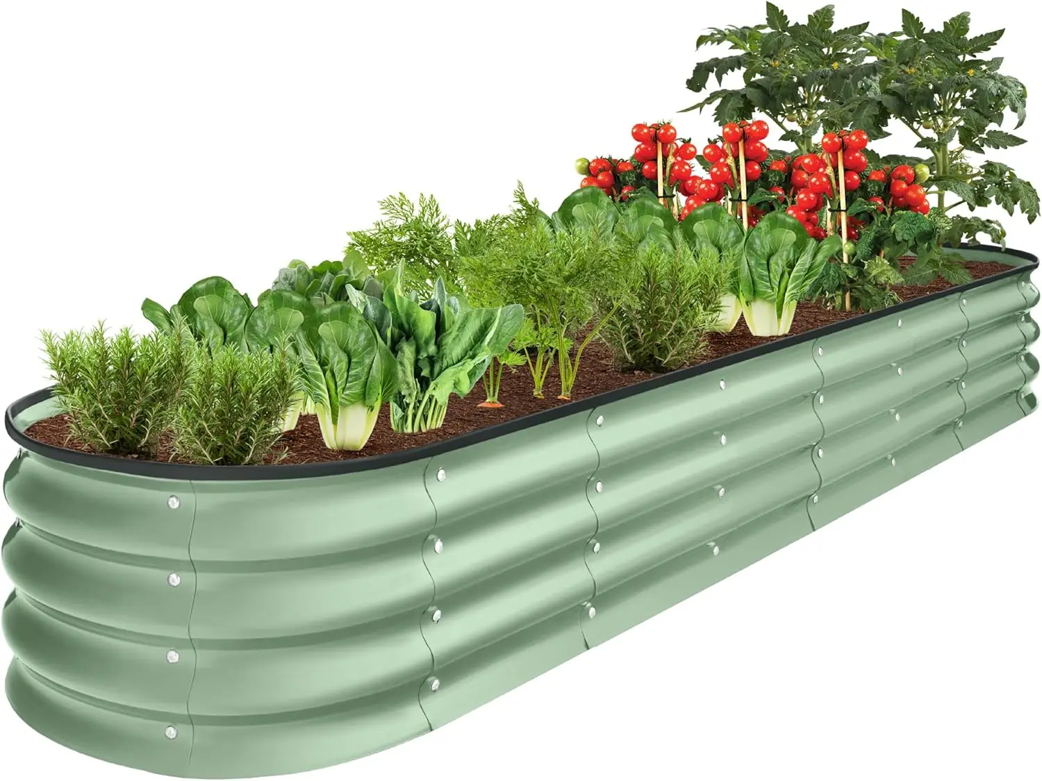 

8x2x1ft Outdoor Metal Raised Garden Bed, Oval Deep Root Planter Box for Vegetables, Flowers, Herbs, and Succulents w/ 108 Gallon