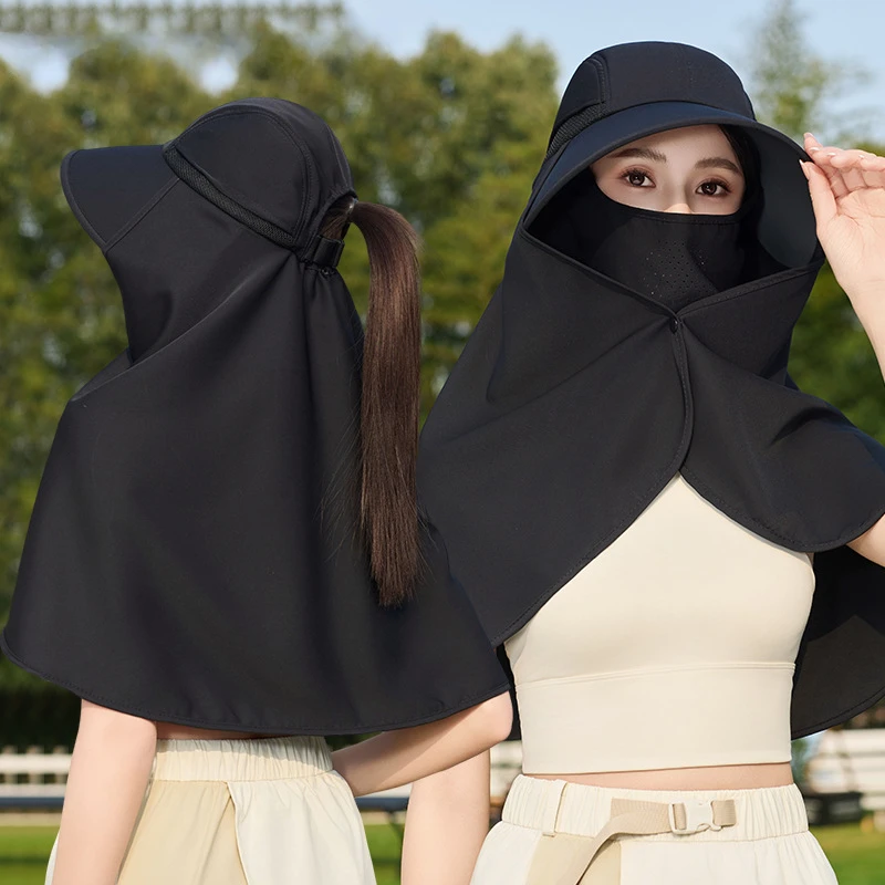 

Summer Sunhat with Shawl Large Brim Full Protection Outdoor Hat Anti-UV Sunscreen Cap Quick Drying Outdoor UPF 50 Polyester Hat