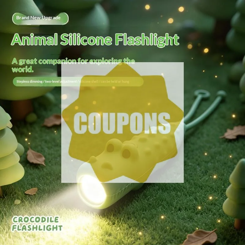 USB Rechargeable Kids LED Flashlight Cute Animals Night Light Portable Bedside Lamp For Children Outdoor Camping