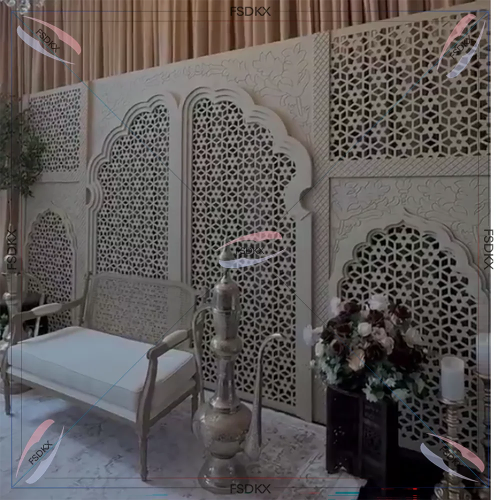 Factory Customized Wedding Stage 3D effect Carved Hollow Pvc Panel Background White Acrylic Backdrop Stand for Wedding Events
