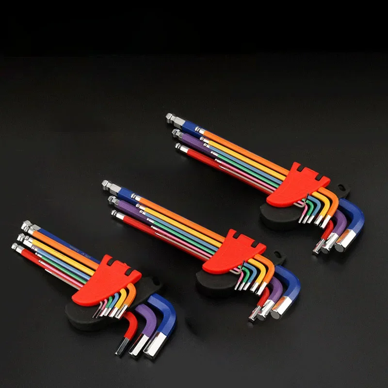 Inner Allen Key  Kit For Allen Screw 9PCS Long Arm Hex Key Set 1.5mm To 10mm Hexagon Spanner Hand Tools For Bicycle Repair