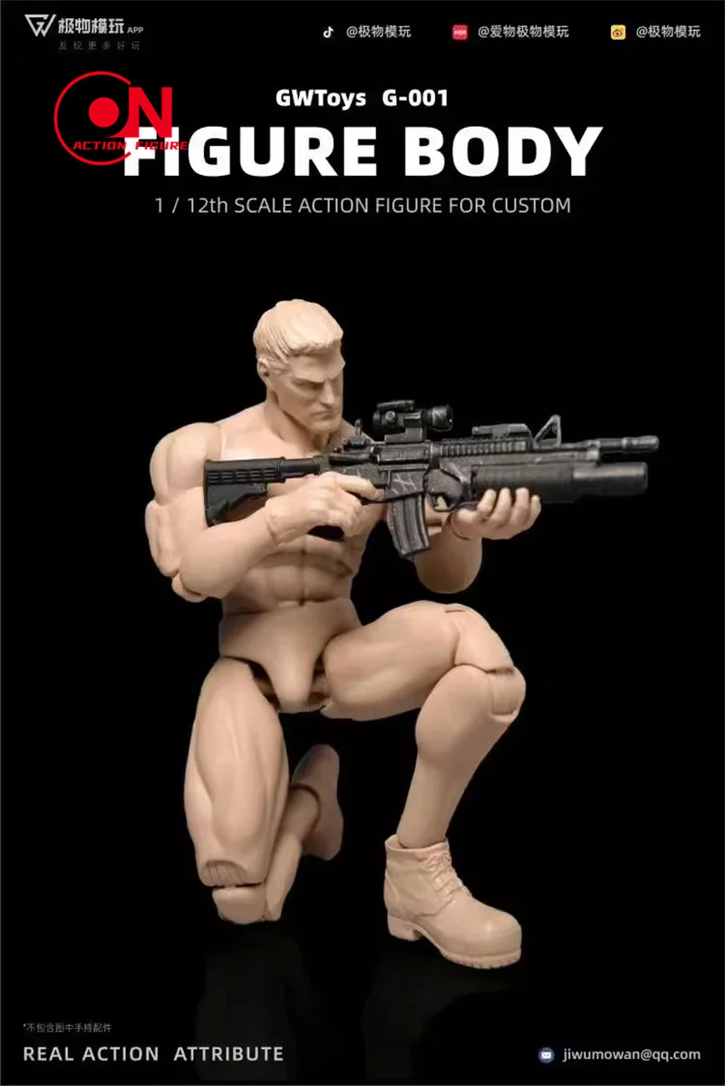 GWToys G001 1/12 Mannelijke Sterke Gespierde Lichaam 16 cm Soldaat Super Flexibele Action Figure Gelede Lichaam 6 "Tekening Mannequin poppen