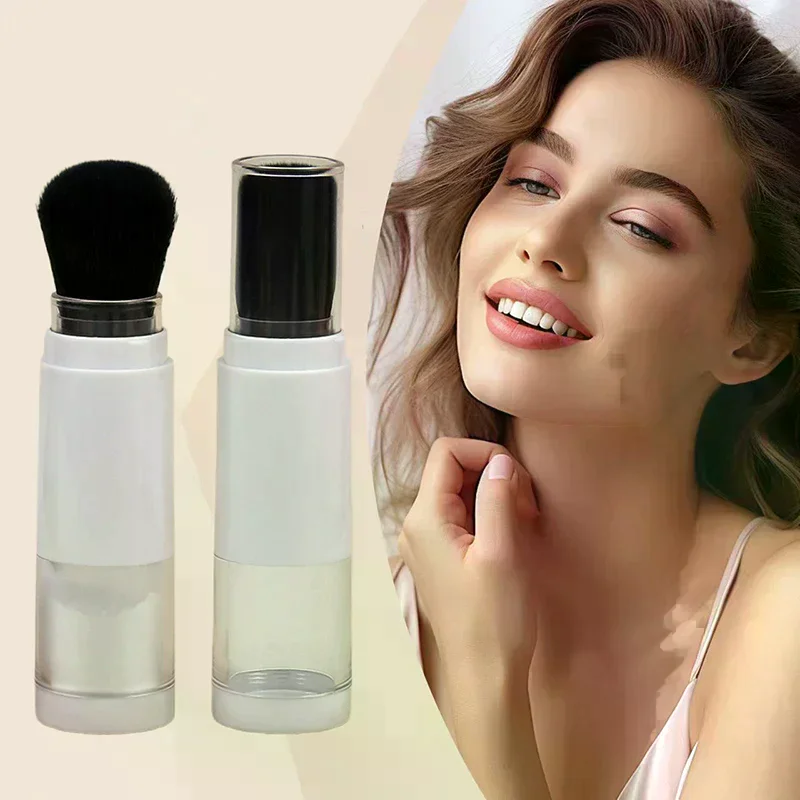 Multi-functional 2 in 1 Foundation Brush Makeup Brush Empty Travel Blush with Refillable Loose Powder Bottle Makeup Beauty Tools