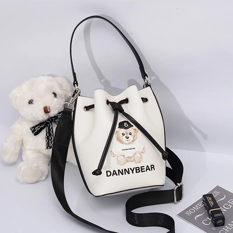 Dannybear Figures Black And White Single Shoulder Crossbody Bucket Bag Handbag Versatile And Multif0unctional Women Bag Gift