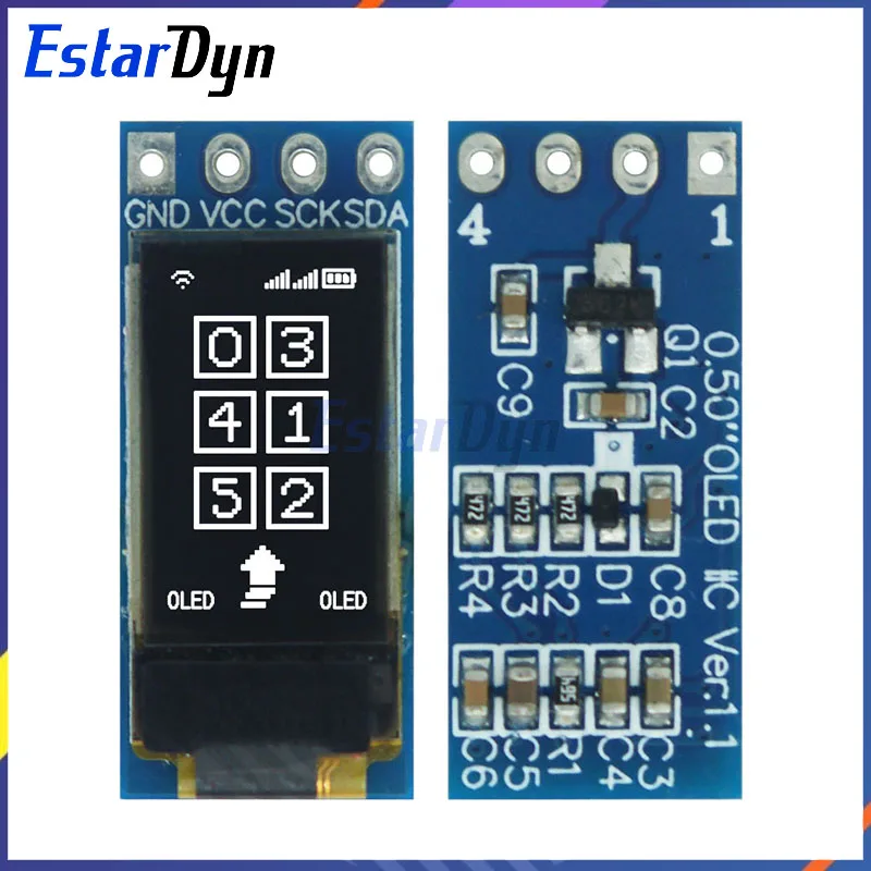 Estardyn 0.5-inch OLED LCD screen CH1115 small screen 48*88 display white light module IIC vertical screen