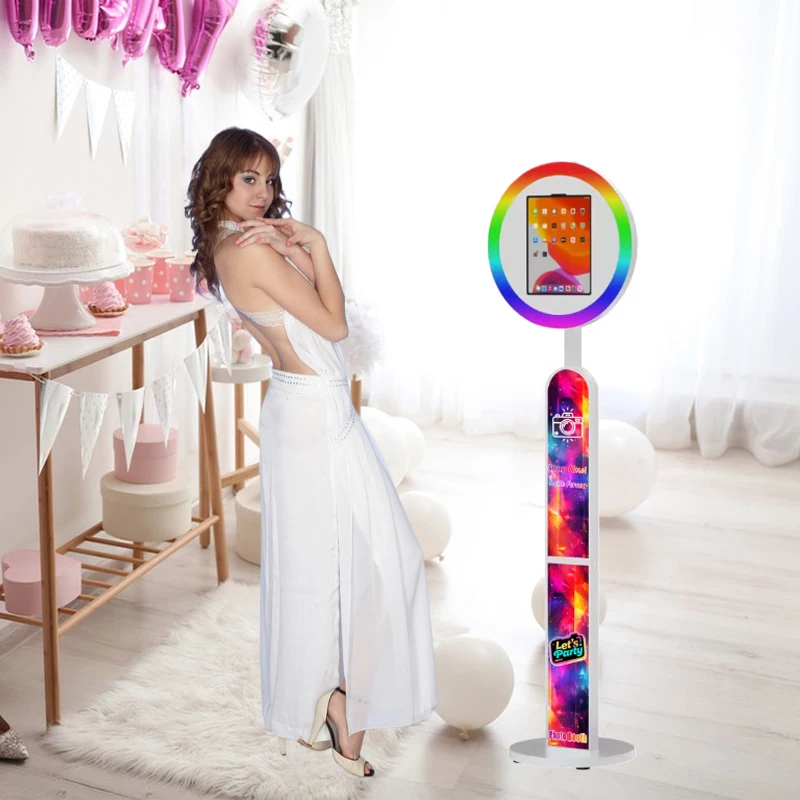 

Hot Sale 10.2-13in iPad Photo Booth Stand Selfie Photo booth Shell Portable iPad and DSLR with RGB Ring Light for Party birthday