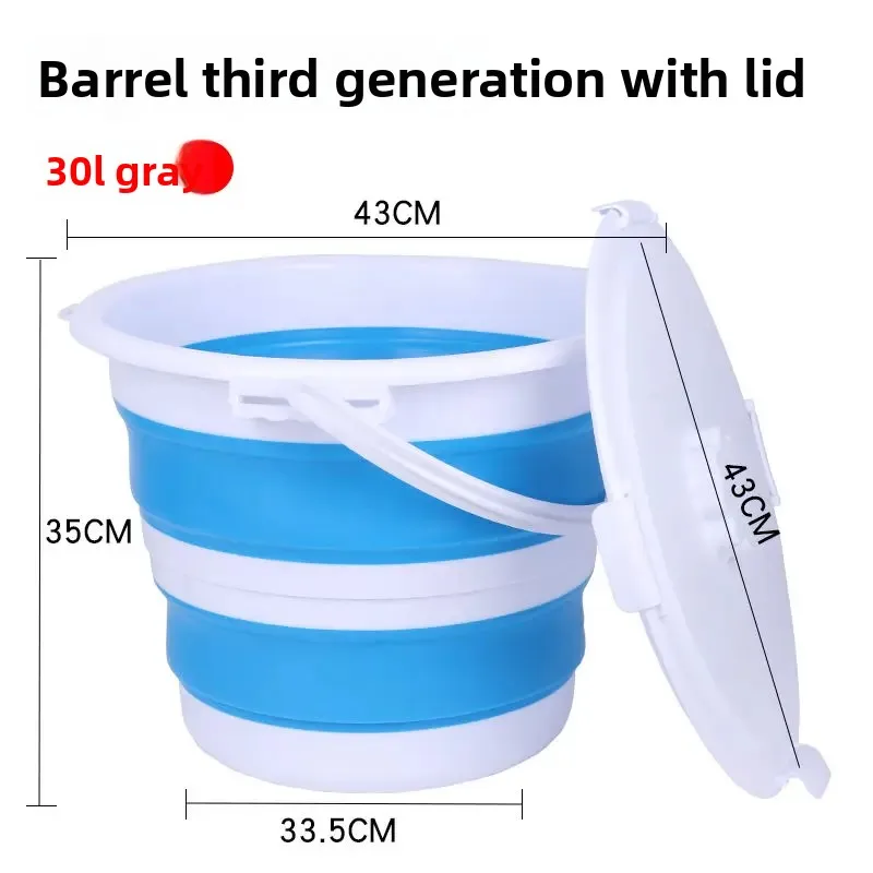 Travel folding bucket portable camping fishing bucket basin car set laundry bucket folding basin two-piece set
