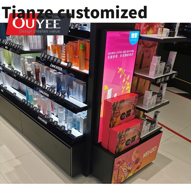 Customized-Makeup Store Interior design With Modern Customized Cosmetic Shop Display Shelf Cabinet