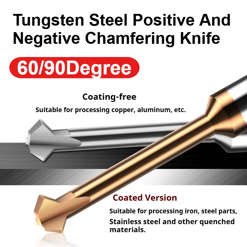 Front Back Deburrer Double Angular Chamfering Cutter 60 90 Deg Inner Hole Burr Removal for Metal Aluminum CNC