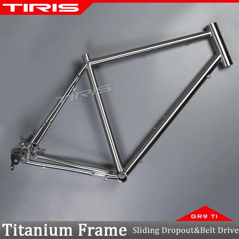 

TIRIS CRR8 Titanium Gravel Bike Frame with Sliding Dropout Gates Belts Drive Bicycle Framework Acccessories 700C 29'' Parts