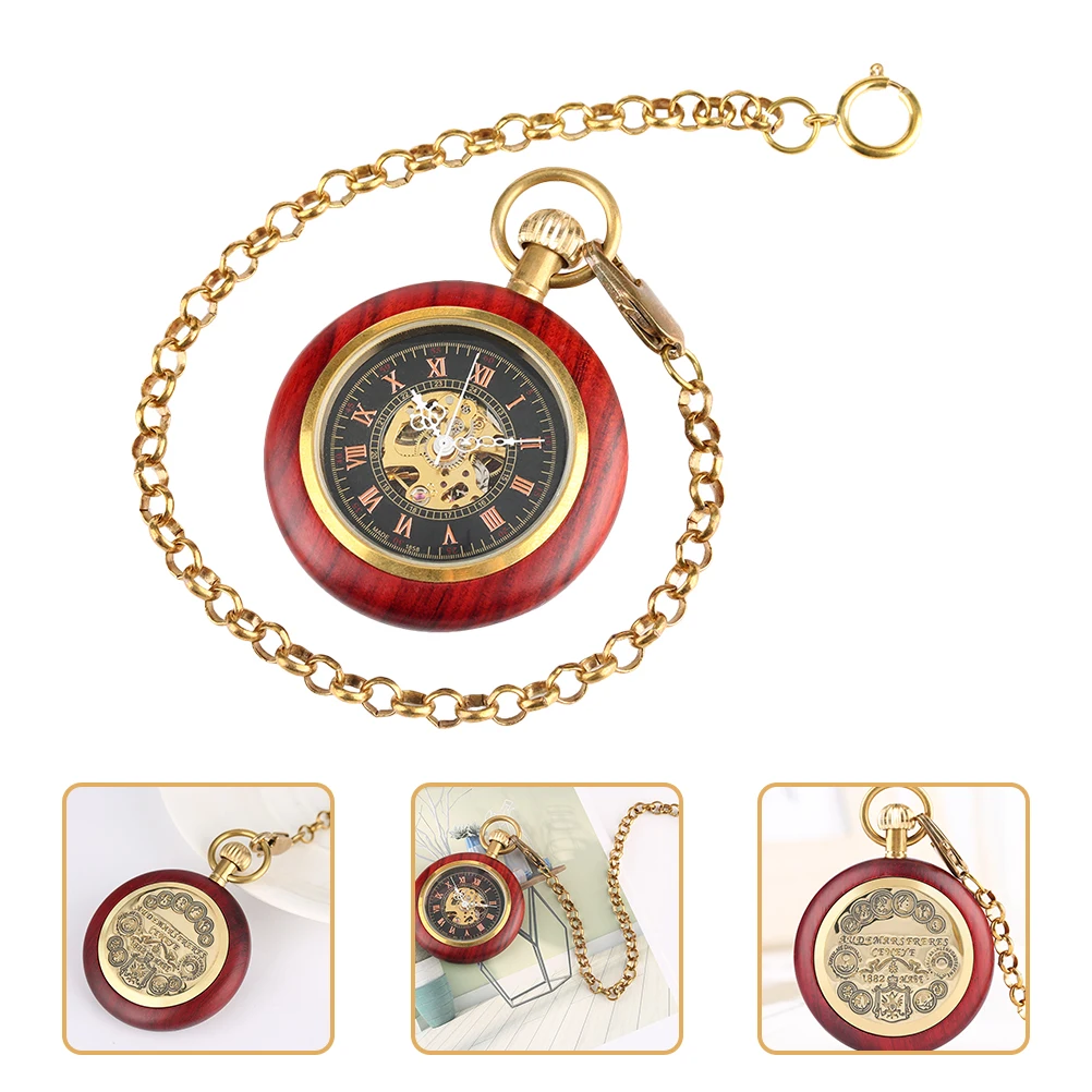 

Vintage Mechanical Pocket Watch Octagon Engraved Glass Sturdy Durable Chain Decor Timepiece Roman Numeral Watches