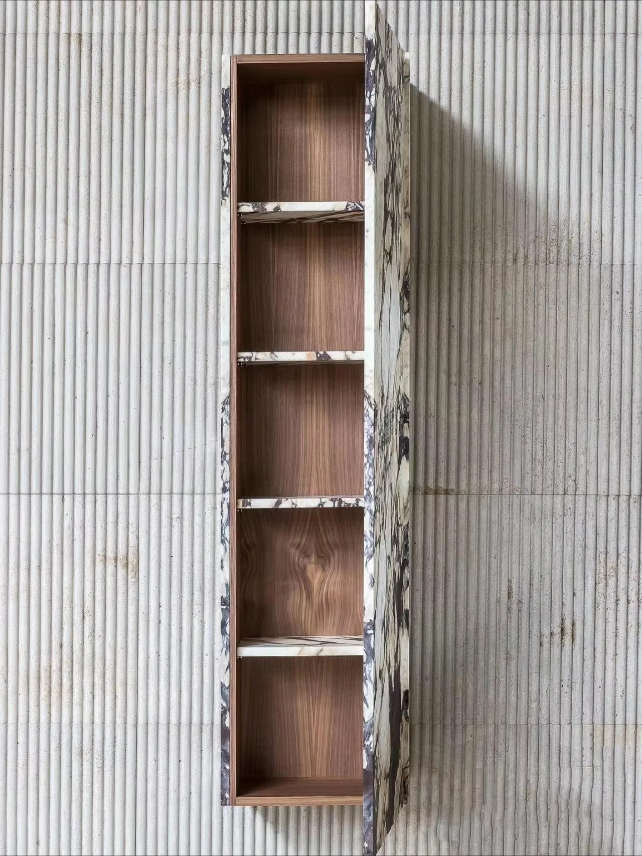 SH STONE Bathroom Accessories Wall Storage Cabinet Organizer Unit Kit 5 Tiers Calacatta Viola Marble Shower Niche Shelf
