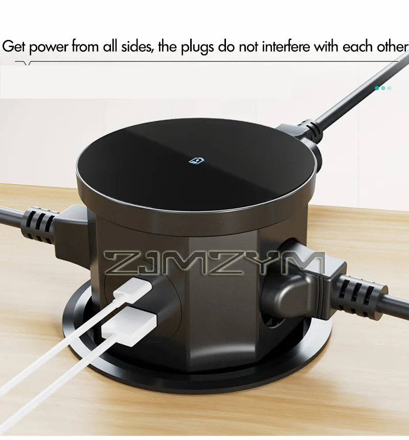 Pop Up Table Socket Lifting Socket, USB Type-C Outlet, EU Socket, 15W Wireless Charge, Desktop Hidden Lifting Socket