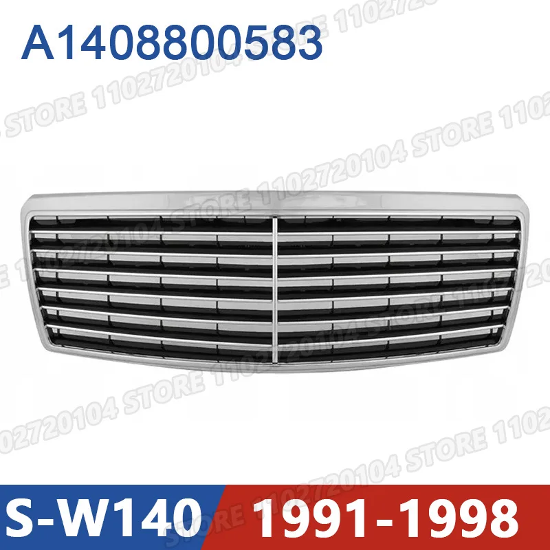 for 1991-1998 W140 Mercedes Benz S-Class S280 S300 S320 S350 S500 S600 Upper Bumper Hood Mesh Front Grill Grille 1408800583