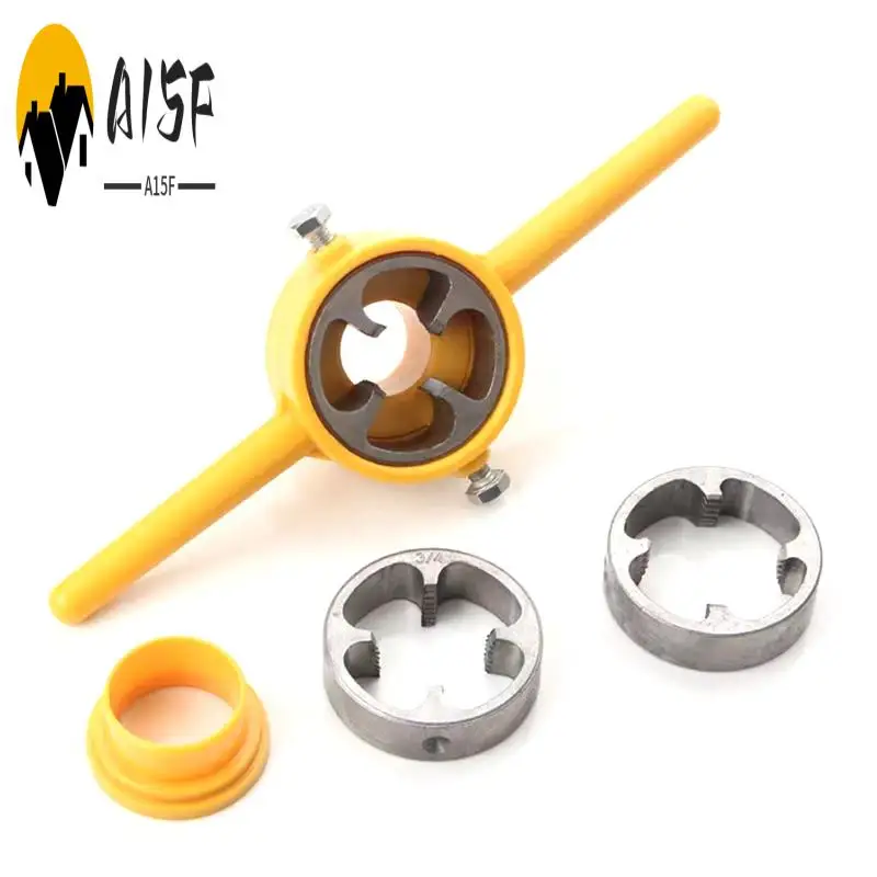 

A15F-Plastic Pipe Round Die Set With 3 Dies 1/2Inch, 3/4Inch And 1Inch NPT Die Set Manual Hand Tool For PVC Threading