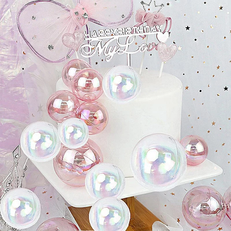 Bubble Balls Cake Topper Mini Balloon Cake Insert Topper For Wedding Baby Shower Anniversary Mother's Day Birthday Party Decor