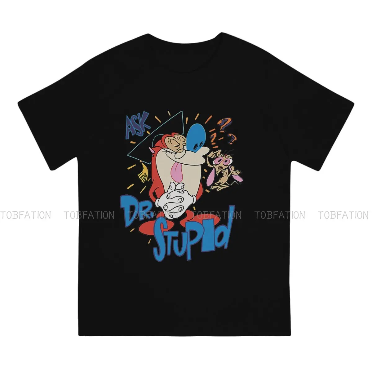 Ren and Stimpy Ask Dr. Stupid  T Shirt Vintage Goth Summer Oversized Cotton Men's Clothes Harajuku O-Neck TShirt