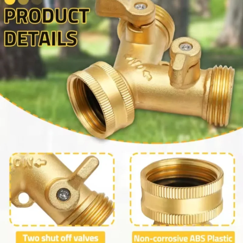 Garden Hose Y Valve Connectors Brass Hose Splitter With Solid Brass Handle Brass Y Valve Water Garden Hose Adapter 2 Way
