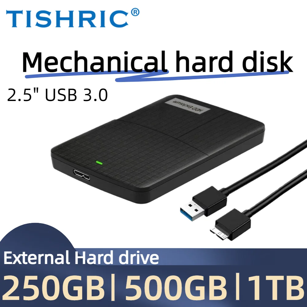 

TISHRIC 2,5-дюймовый внешний жесткий диск 500 ГБ Жесткий диск HDD SATA к USB3.0 Высокоскоростной портативный жесткий диск для ПК, ноутбука, ТВ, PS4, PS5