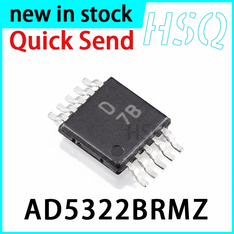1PCS New AD5322BRMZ Silk Screen D7B Package MSOP10 Digital To Analog Converter Chip in Stock