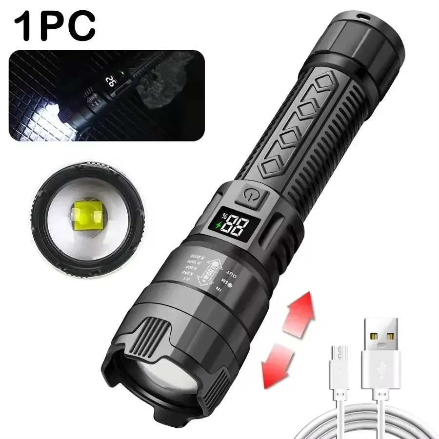 6000000 LM LED Taschenlampe Wiederaufladbare High Power Militärische Taktische Taschenlampe Teleskop Zoom Taschenlampe Lampe Outdoor Camping Laterne