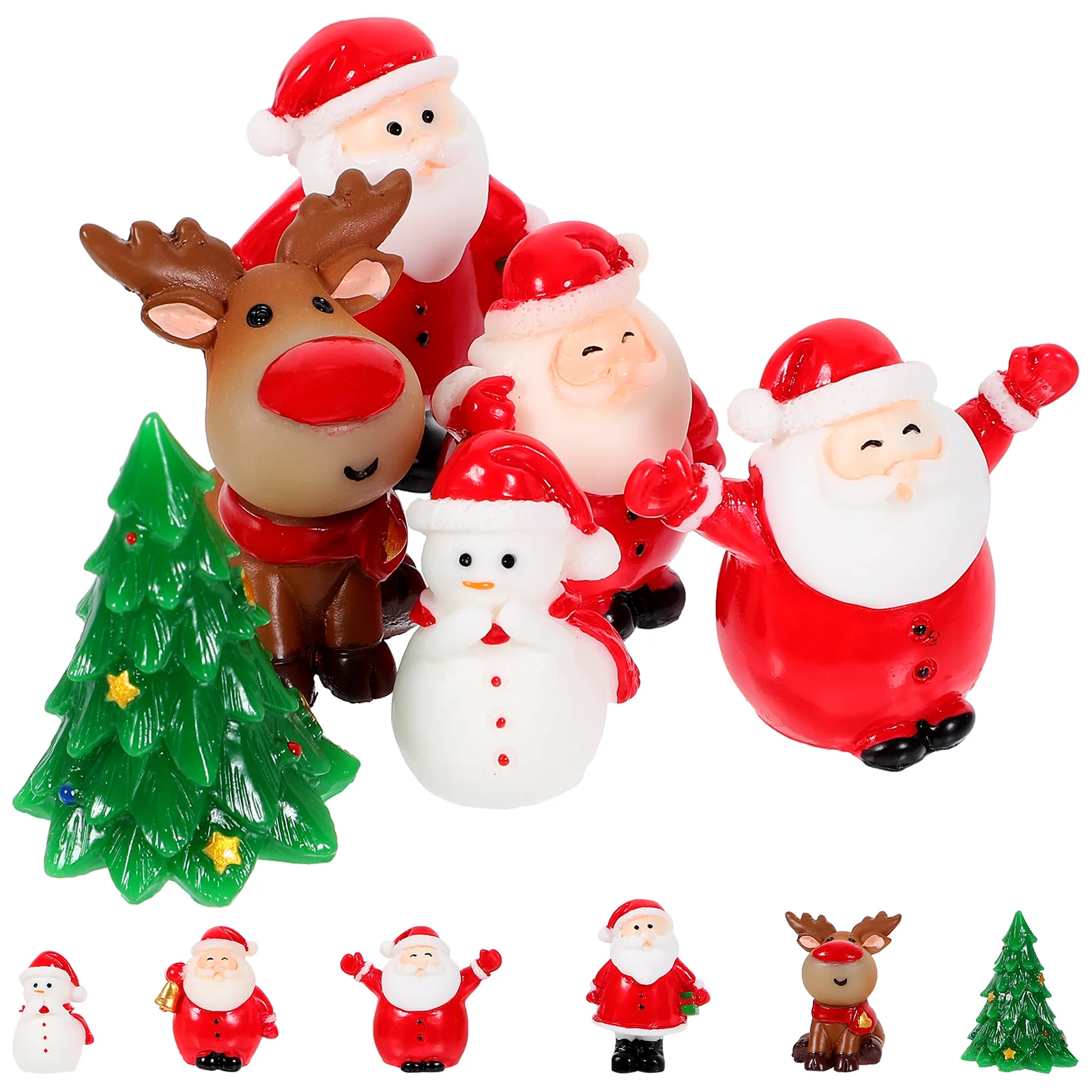 12 Pcs Christmas Resin Snowman naments Santa Claus Landscape Office Party Decor Christmas Craft Snowman Decor