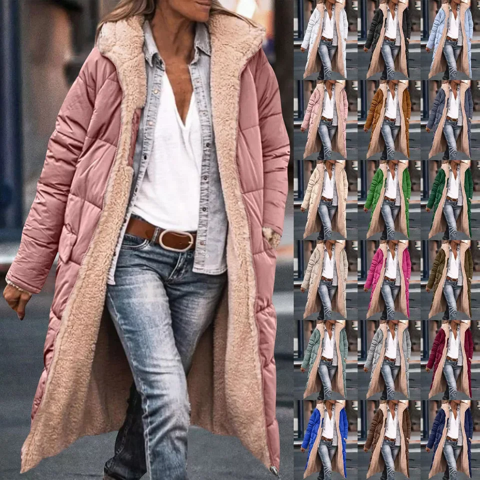 

2025 Solid Color Hooded Cotton Clothes Long Sleeves Double-sided Wear Slim-fit Temperament Cardigan Jacket European American
