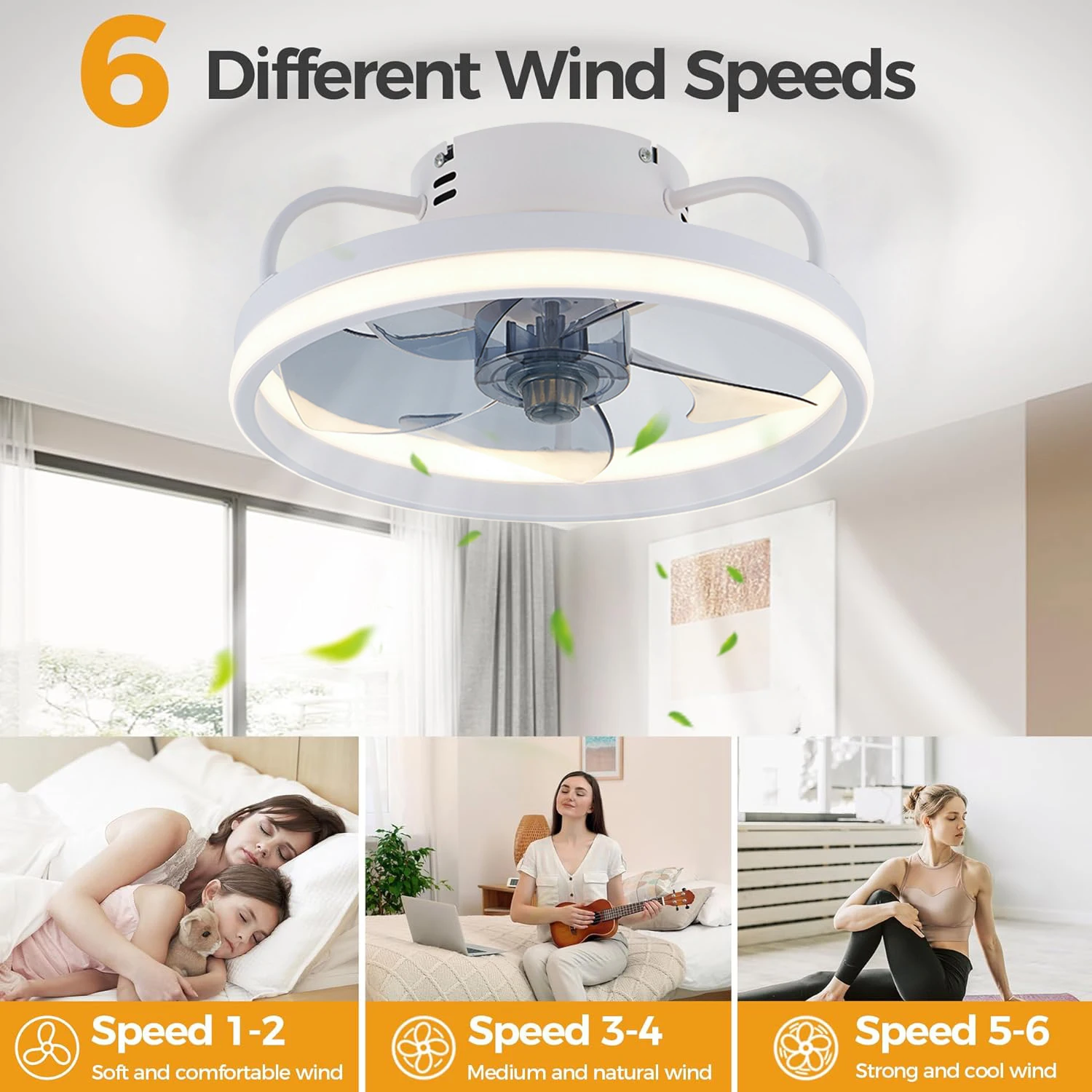 Ceiling Fans with Lights:  Bladeless Modern Ceiling Fans with Lights and Remote Ceiling Fan with Lights Ceiling Fan for Bedroom