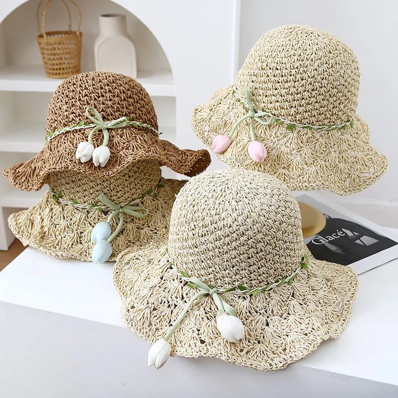 

Summer new wide-brimmed face small sunshade pineapple head handmade straw hat women's trendy sun hat sunscreen straw hat