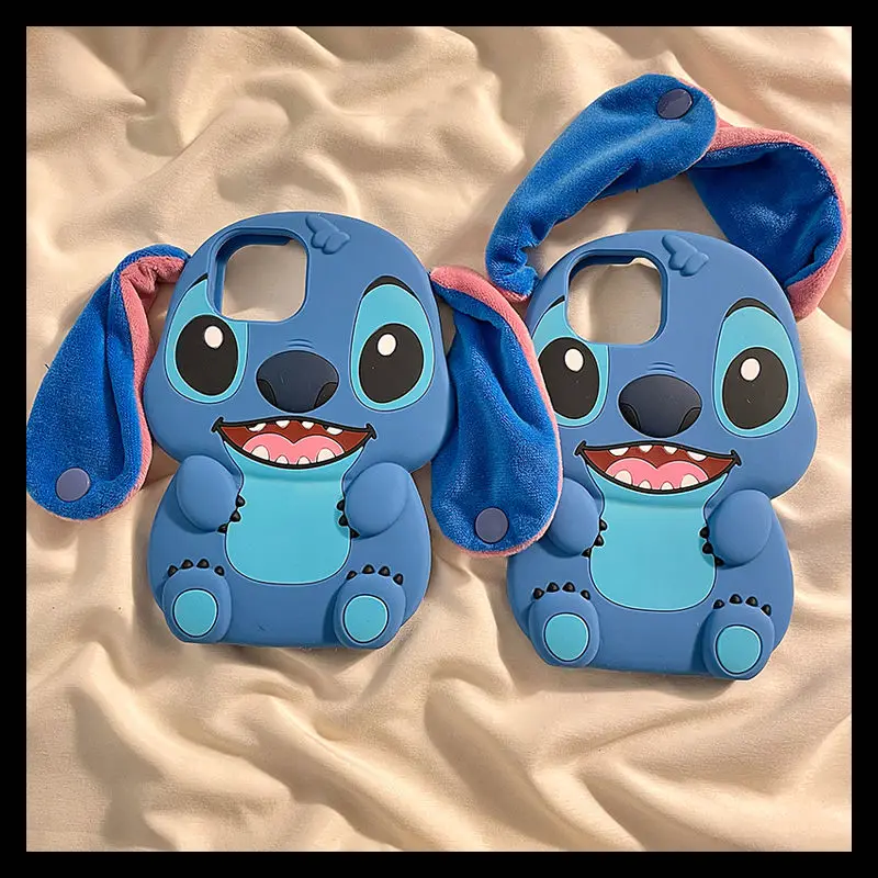 Stitch Cell Phone Cases 3D stereoscopic Disney Silica gel Cartoon Cute Kawaii for iPhone15promax 13pro case 14pro Anti-slip 15