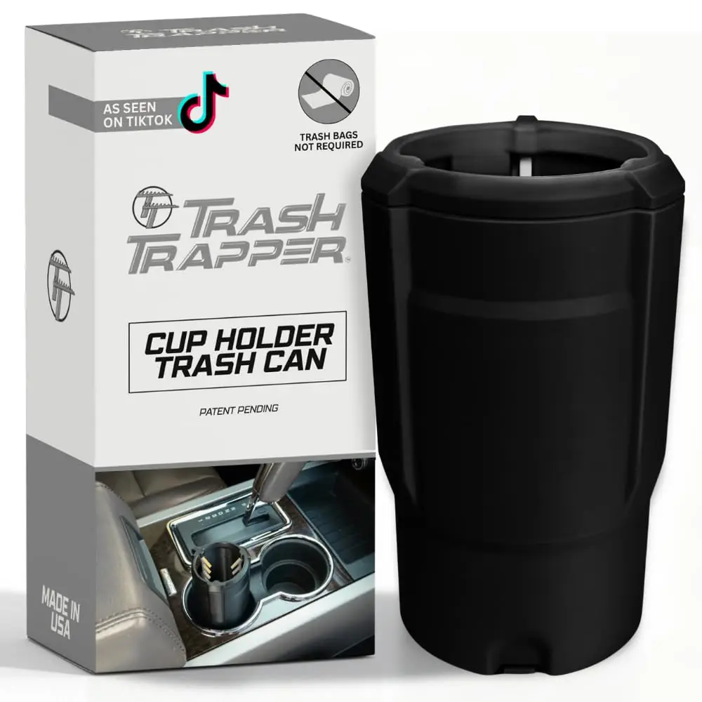 

Car Trash Can Cup Holder | Mini Car Trash Can | Fits in Most Doors | 5.1\ x 2.9\ | Traps More & Empties Less