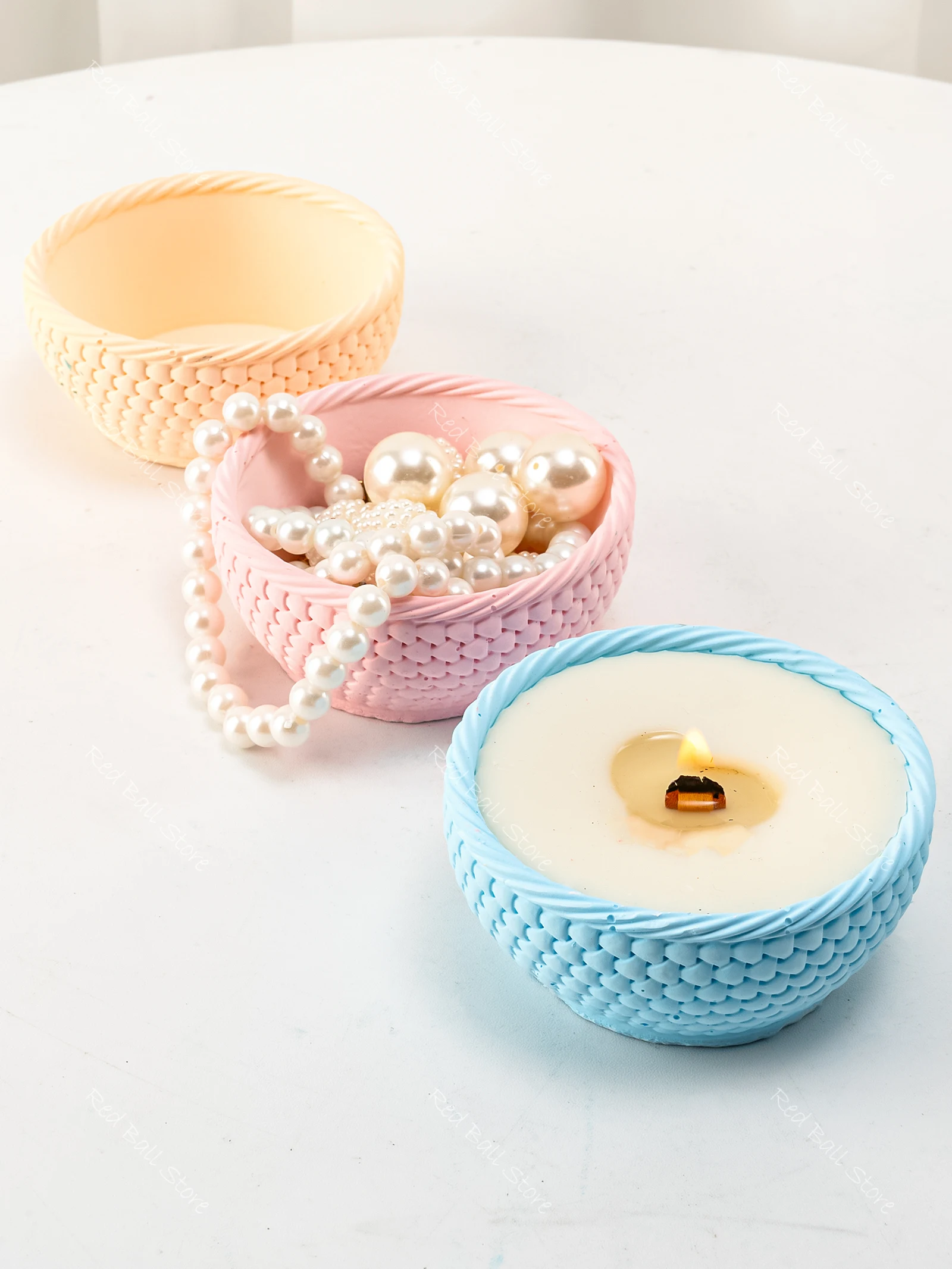 3D Woven Basket Flowerpot Molds DIY Concrete Candle Cup Storage Tank Silicone Mold Wave Vase Plaster Bowl Clay Mold Home Decor