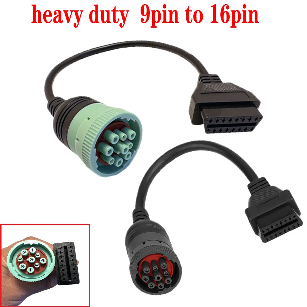 Truck Line for Cum-mins 9pin To OBD 16pin Connect Wire Heavy Duty for J1939 9pin 6PIN To 16PIN OBD2 Connector