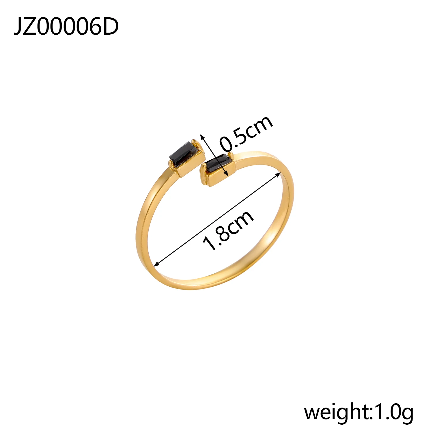 CARLIDANA Stainless Steel Colorful Square Zircon Ring for Woman Gold Color Simple Style Open Ring Fashion Jewelry Dropshipping