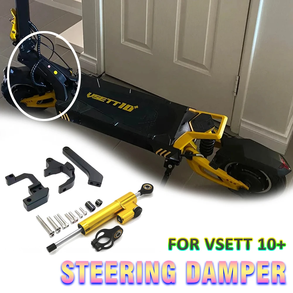 For VSETT 10+ Electric Scooter Parts New CNC Steering Stabilizer Damper with Aluminum Alloy Bracket Kit Accessories Replacement