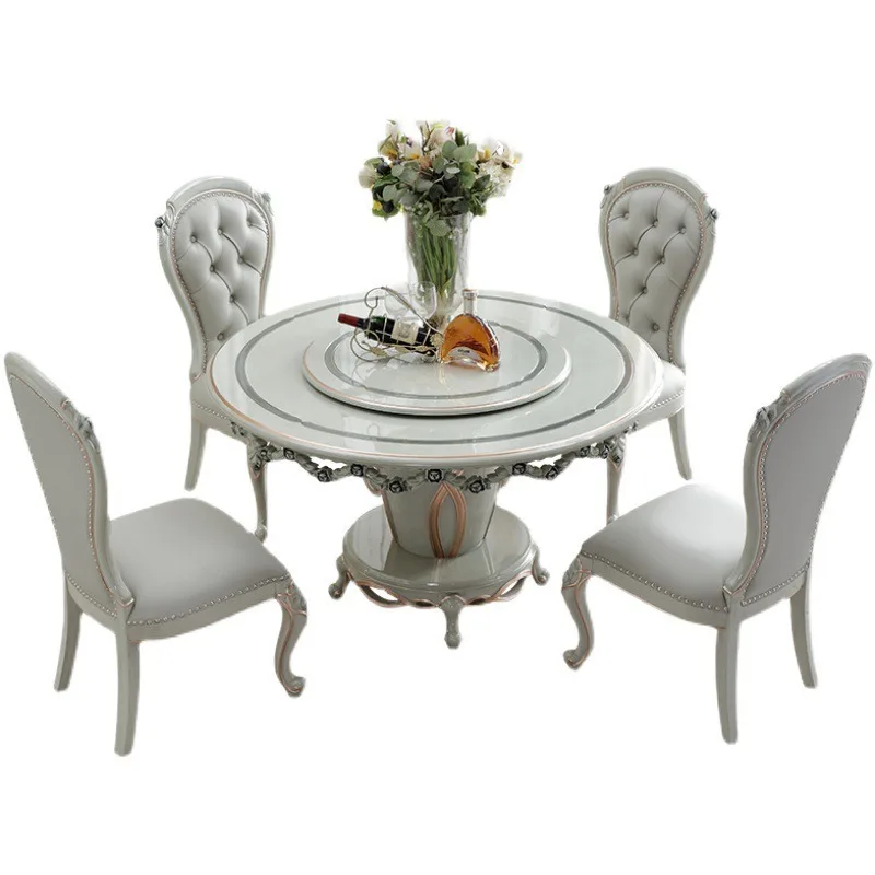 Light luxury neoclassical French dining table and chair combination