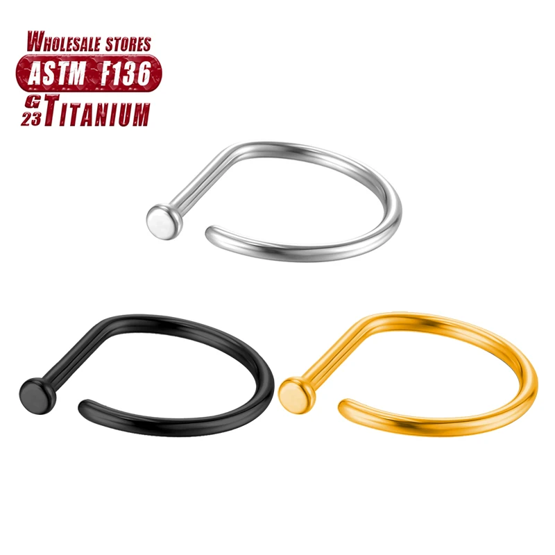 F136 titane Piercing nez anneau en forme de D Tragus cerceau boucle d'oreille faux nez piercing Septum femmes et hommes charmant corps bijoux