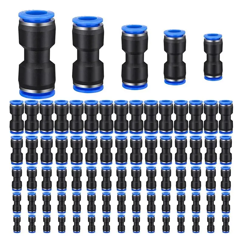 Y39A-Straight Plastic For Tube Connector 4/6/8/10/12Mm 100 Pcs Pneumatic Quick Connect Air Hose Fitting Kit For Truck, Automotiv