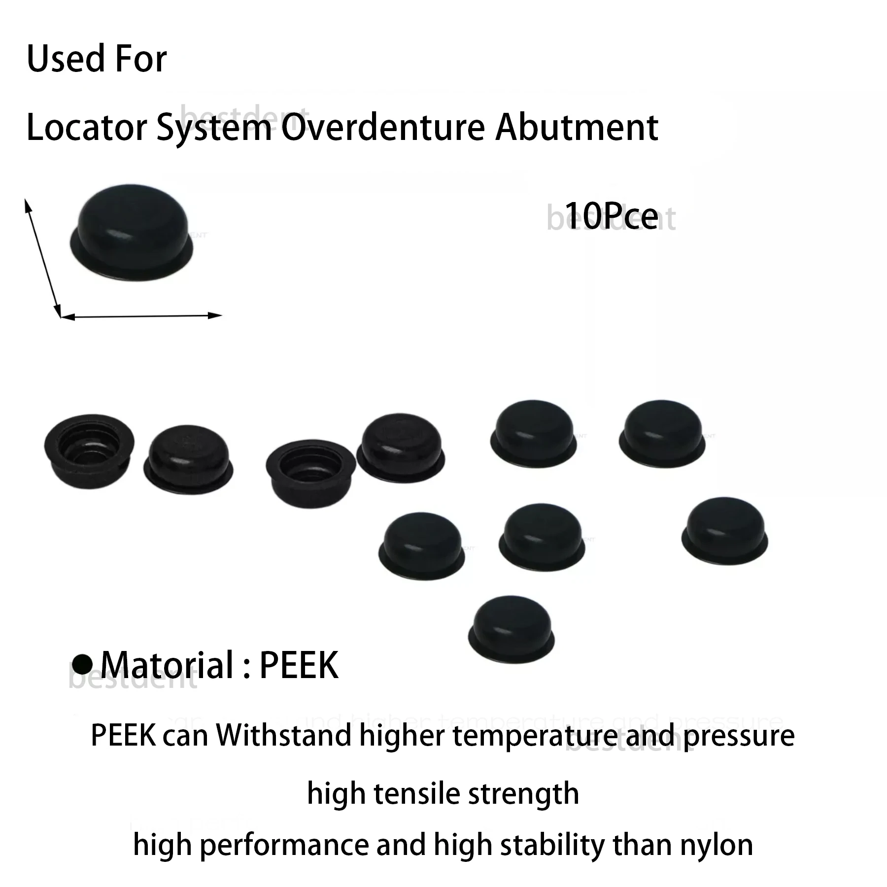 10Pcs Dental Locater Lab grip Retention Processing Cap for Overdenture Abutment