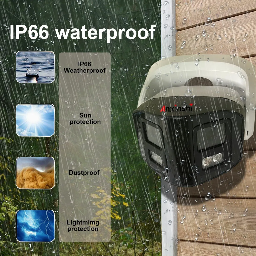 Dual-lens HD 4MP/8MP 180-Degree Panoramic View Supporting Human Shape Detection And Two-way Dialogue IP POE Camera