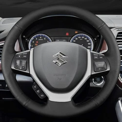 Custom Car Steering Wheel Braid Cover Genuine Leather 100% Fit For Suzuki CELERIO S-CROSS SX4 2013 2014 Suzuki Vitara 2015
