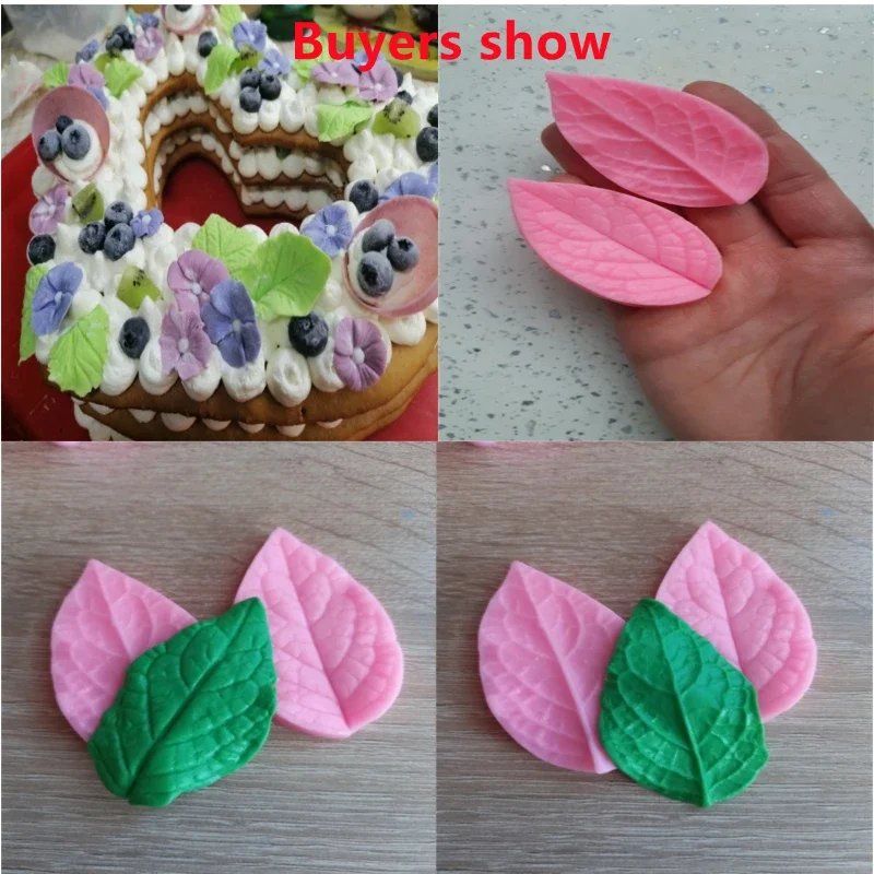 2PC\\set Food Grade 3D Petal Leaf Shaped Silicone Lace Cake Mold Cake Decoration Tools Fondant Sugarcraft Embossed Cake Mold