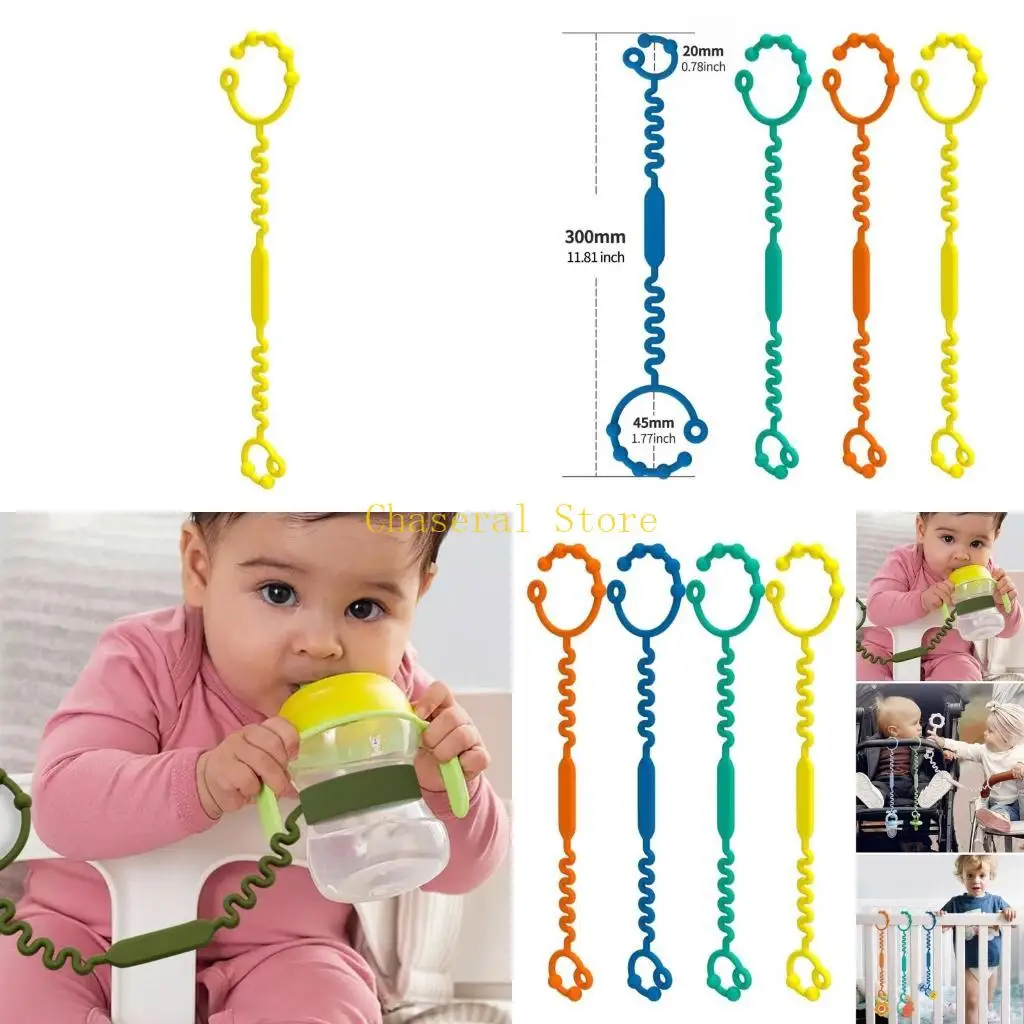 

E7CE Baby essential Safety Strap for Bottles & Cups Silicone not Drop Leash Silicone Adjustable Strap Comfortable for Kids