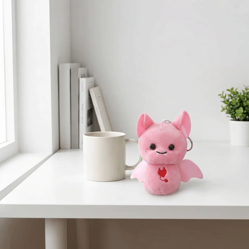 Cute PP Cotton Bat Keychain Durable Soft Cartoon Halloween Bag Pendant Multi-color Fuzzy Stuffed Gift