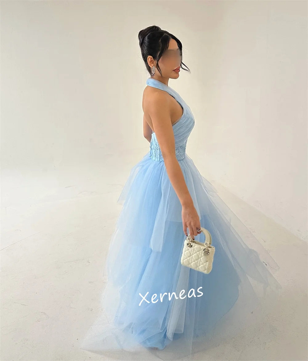 Rede personalizada em camadas lantejoulas halter a linha vestidos longos sob medida ocasião vestido de festa estilo moderno formal elegante alta qualidade