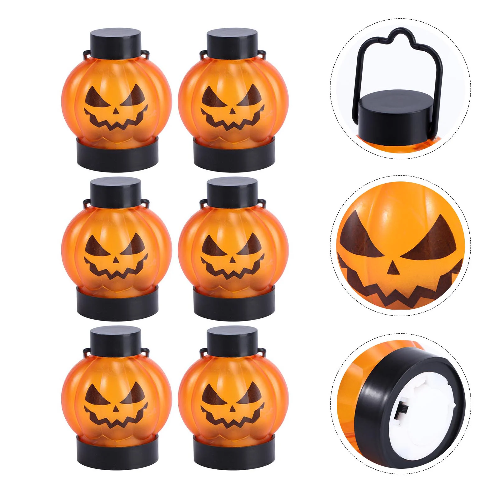 6 Pcs Halloween Jack-o-lantern Festival Lamp Prop Decorative Pumpkin Electronic LED Electric Night Plastic