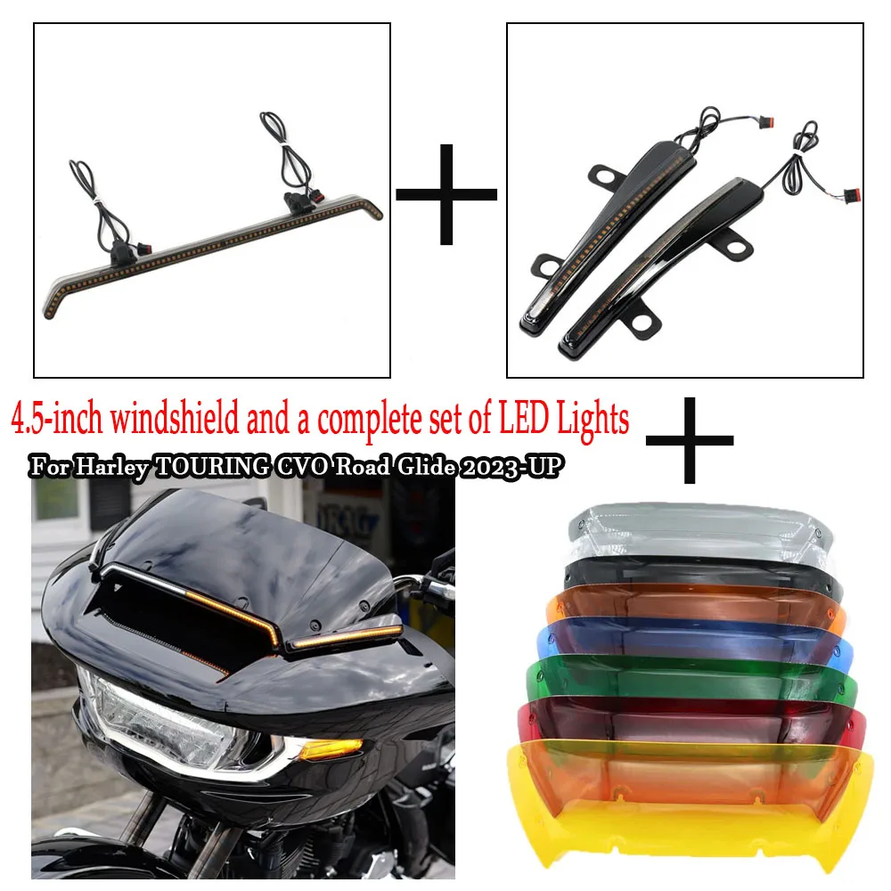 Motorcycle Accessories 4.5-inch windshield and a complete set of LED Lights For Harley CVO Road Glide  CVO Road Glide ST 2023-UP